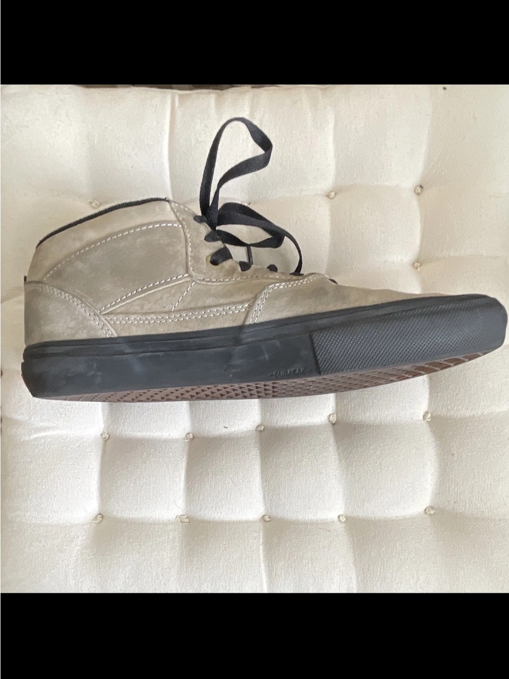 Vans Half Cab Mid-Top Suede Sneakers in Taupe with Black Sole - Picture 6 of 10